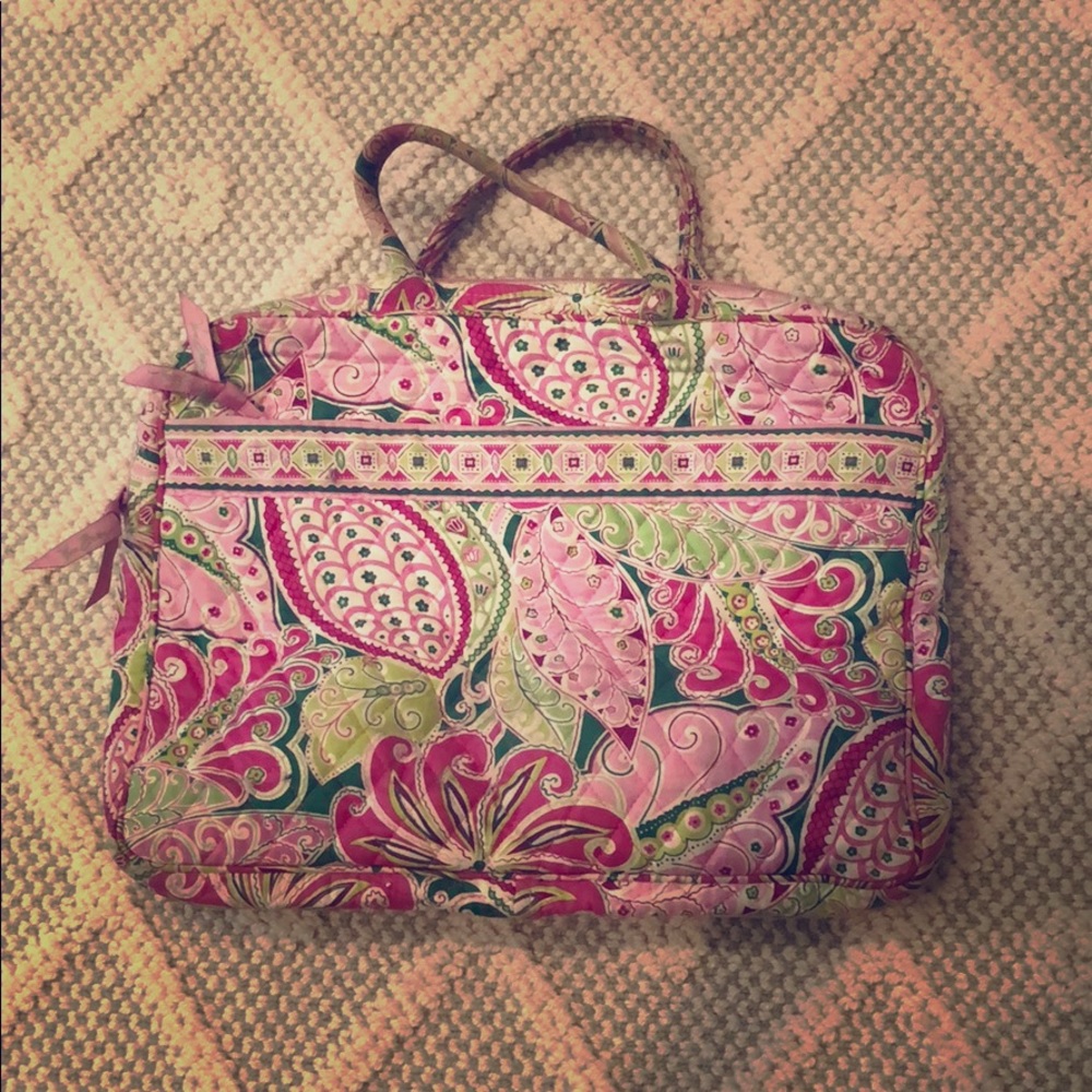 Vera Bradley pink and green laptop case